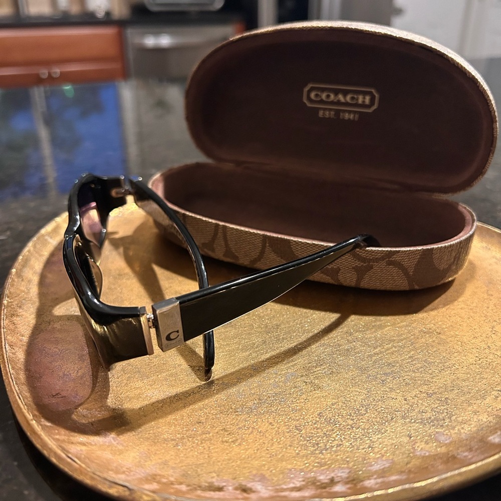 Coach Black Sunglasses with Textured Arms - Picture 3 of 5